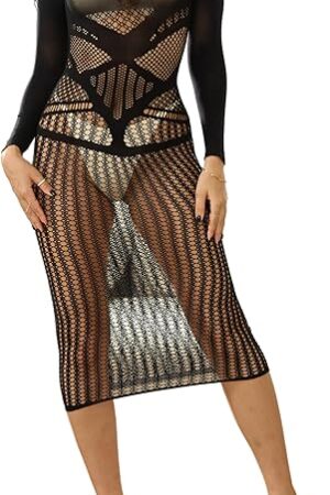Women's Sexy Bodysuit Lingerie Fishnet Bodycon Dress Mesh Nightwear Beach Covers Rave Party Club Wear