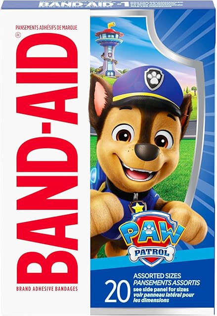 Band-Aid Brand Sterile Adhesive Individually Wrapped Bandages for Kids Featuring Nickelodeon Paw Patrol Characters, First Aid & Wound Care of Minor Cuts & Scrapes, Assorted Sizes 20 ct