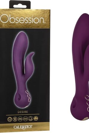 CalExotics Obsession Desire Vibrator ? Premium Rechargeable Silicone Rabbit Massager Sex Toy for Women - Purple
