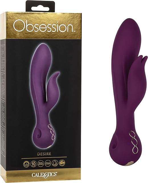 CalExotics Obsession Desire Vibrator ? Premium Rechargeable Silicone Rabbit Massager Sex Toy for Women - Purple