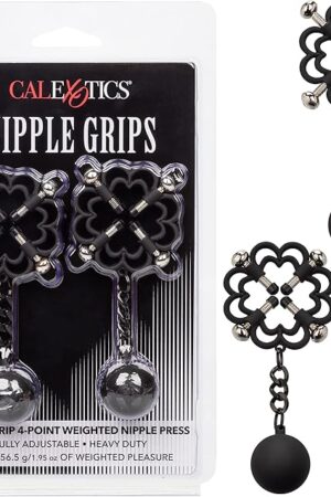 CalExotics Nipple Grips Power Grip 4-Point Weighted Nipple Press, Black (SE-2551-15-2)