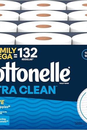 Cottonelle Ultra Clean Toilet Paper with Active CleaningRipples Texture, Strong Bath Tissue, 24 Family Mega Rolls = 132 Regular Rolls (4 Packs of 6)