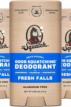 Dr Squatch Natural Deodorant for Men 3 Pack ? Odor-Squatching Men's Deodorant Aluminum Free (265 oz, 3 Pack)