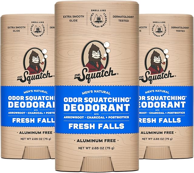 Dr Squatch Natural Deodorant for Men 3 Pack ? Odor-Squatching Men's Deodorant Aluminum Free (265 oz, 3 Pack)