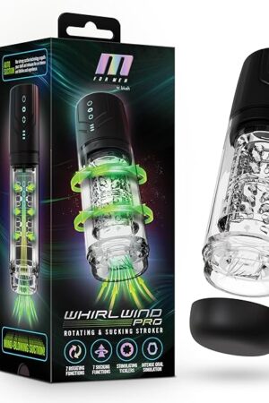 Blush Adult Sex Toys for Men - M for Men Whirlwind Pro Automatic Male Masturbator  7 Rotating & Sucking Modes  Auto Sucking Vibrating Blowjob Sex Machine  Penis Vibrator Stroker Trainer  Black