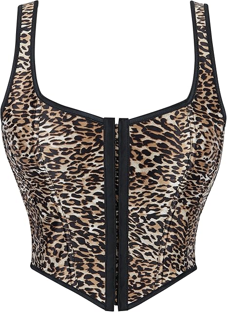 Women's Leopard Lace-Up Bustier Corset Top - Sexy Comfort Straps Fashion Corset Top