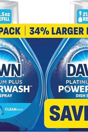Dawn Powerwash Fresh Dish Spray, Liquid Dish Soap, Dish Soap Refill, Dish Detergent Liquid, 2 Refills, 43 Fl Oz