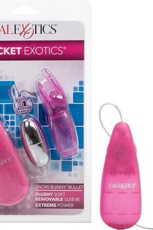 CalExotics Pocket Exotics Bunny Bullet - Vibrator with Rabbit Tickler - Sex Toys for Couples - Adult Vibe Egg Massager - Pink