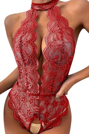 Women Sexy Lingerie Bodysuit Fashion Roleplay Costume Lace Plaid Seductive Apparel