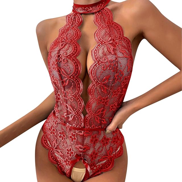 Women Sexy Lingerie Bodysuit Fashion Roleplay Costume Lace Plaid Seductive Apparel