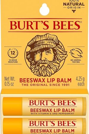 Burt's Bees Lip Balm - Original Beeswax, Lip Moisturizer With Responsibly Sourced Beeswax, Tint-Free, Natural Origin Conditioning Treatment, 2 Tubes, 015 oz