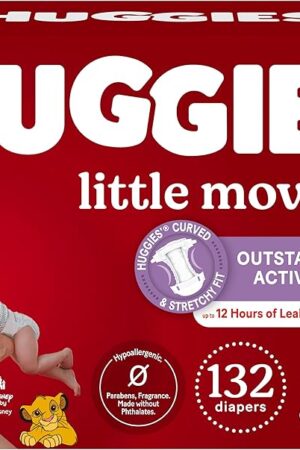Huggies Size 5 Diapers, Little Movers Baby Diapers, Size 5 (27+ lbs), 132 Count (2 Packs of 66), Packaging May Vary