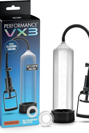 Blush Novelties Performance VX3-9 Inch Penis Enlargement Male Enhancing Pump - Advanced Pull Handle for Max Suction - Soft Sleeve for A Tight Comfortable Seal - Masturbation - Better for Enhancement