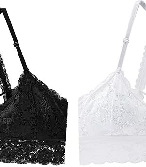 Womens Lace Bra No Underwire Lined Soft Racerback Bralettes