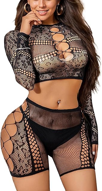 Women's Lingerie Set Fishnet Rave Outfits Babydoll Nightwear