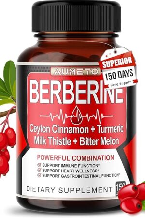 Berberine Supplement - Enhanced with Ceylon Cinnamon, Turmeric, Milk Thistle, Bitter Melon for Digestion, Immunity & Weight Managament (150 Count (Pack of 1))