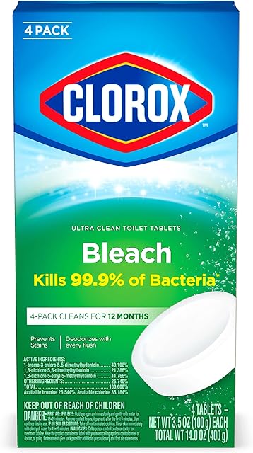 Clorox Ultra Clean Toilet Tablets Bleach 35 Ounces Each, 4 Count (package May Vary)
