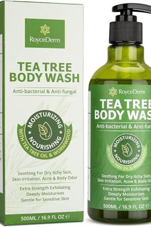 Antifungal Body Wash & Soap, Tea Tree Body Wash, Antibacterial Body Wash & Soap, Back Acne Body Wash, Natural Body Wash With Tea Tree Oil For Jock Itch, Back Acne, Athletes Foot, Body Odor, Nail Fungus, Ringworm, & Eczema - 169 Fl Oz