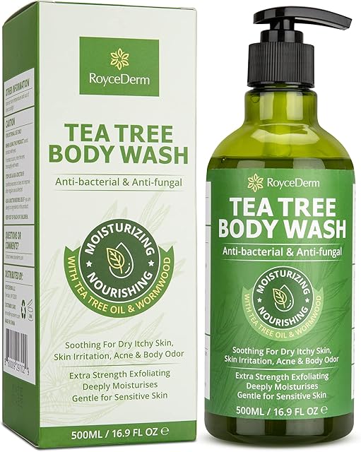 Antifungal Body Wash & Soap, Tea Tree Body Wash, Antibacterial Body Wash & Soap, Back Acne Body Wash, Natural Body Wash With Tea Tree Oil For Jock Itch, Back Acne, Athletes Foot, Body Odor, Nail Fungus, Ringworm, & Eczema - 169 Fl Oz
