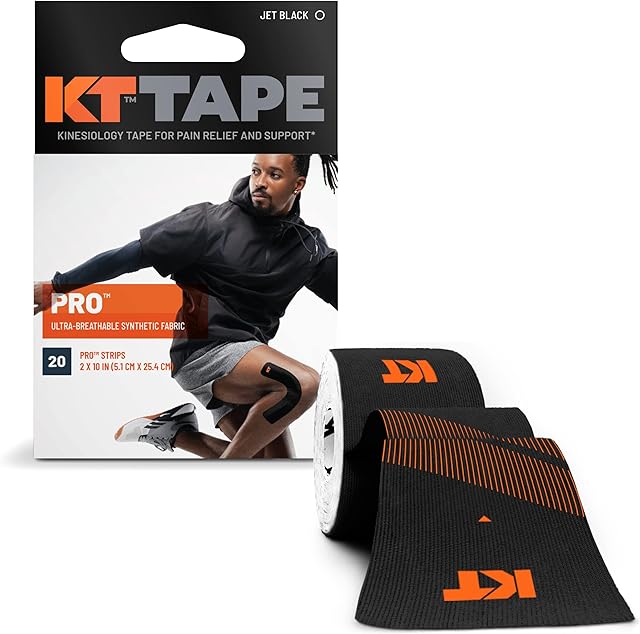 KT Tape, Pro Synthetic Kinesiology Athletic Tape, 20 Count, 10? Precut Strip