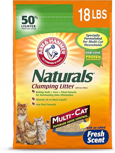 ARM & HAMMER Naturals Clumping Cat , Litter Odor Control, Multi Cat Litter, 18 lb Bag