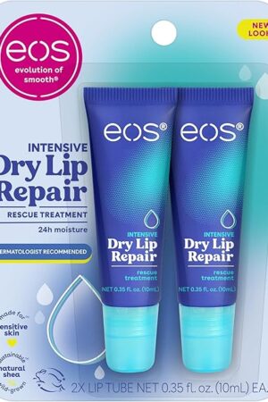 eos The Hero Lip Repair, Extra Dry Lip Treatment, 24HR Moisture, Natural Strawberry Extract, 035 fl oz, 2 Count (Pack of 1)
