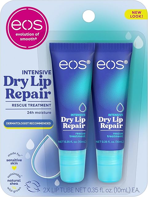 eos The Hero Lip Repair, Extra Dry Lip Treatment, 24HR Moisture, Natural Strawberry Extract, 035 fl oz, 2 Count (Pack of 1)