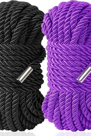 BDSM Bondage Shibari Sex Rope - BDSM Beginner Set Kit Adult Fetish Bondage Restraints Set Sex Toys for Women, Men & Couples, 32 Feet 8MM (Black, Purple)