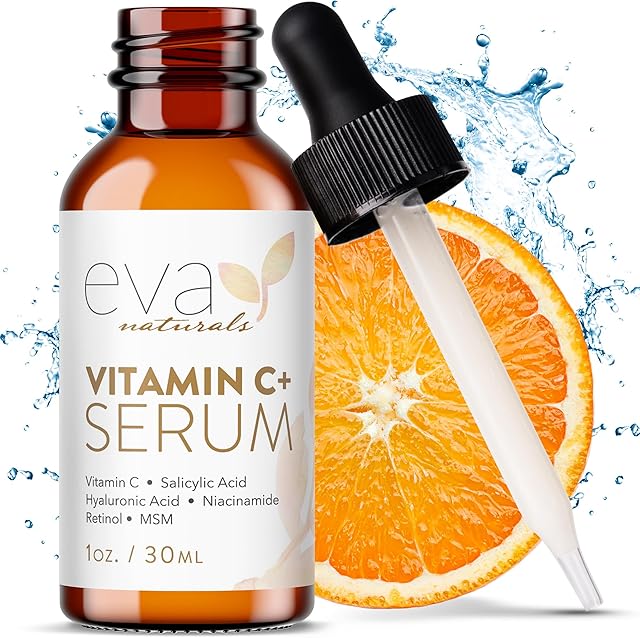 Eva Naturals Vitamin C+ Serum for Face ? Anti Aging Dark Spot Remover with Retinol, Hyaluronic Acid, Niacinamide & Salicylic Acid ? Face Serum for Women for Clear, Smooth, Radiant Skin