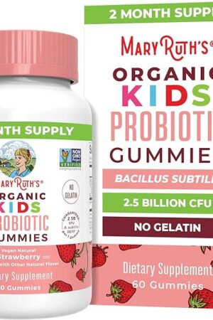 Kids Probiotics for Digestive Health | USDA Organic Probiotic Gummies | 2 Month Supply | Probiotics for Kids | Immune Support | Gut Health Supplement | Vegan | Non-GMO | Gluten Free | 60 Count