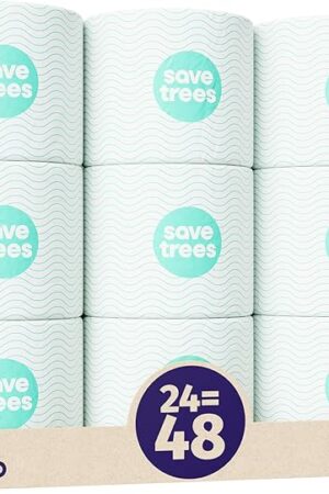 Bamboo Toilet Paper -24 Rolls Of Septic Safe Organic Toilet Paper 3-ply, 300 Sheets Per Roll - PFAs Free, FSC Certified, Plastic & Chemical Free - For Home, Boat & RV Use
