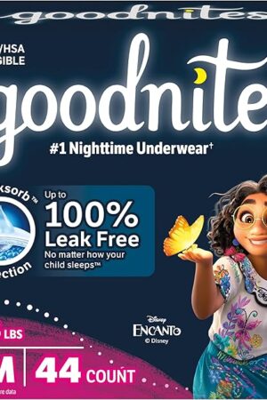 Goodnites Girls' Nighttime Bedwetting Underwear, Size S/M (43-68 lbs), 44 Ct (2 Packs of 22), Packaging May Vary