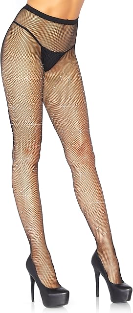 Women's Fishnet Crystalized Tights with Multisized Rhinestones