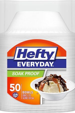 Hefty Everyday Soak-Proof Foam Bowls, 12 Ounce, 50 Count