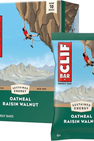 CLIF BAR - Oatmeal Raisin Walnut - Made with Organic Oats - Energy Bars - Non-GMO - Plant Based Protein Bars (10 Pack)