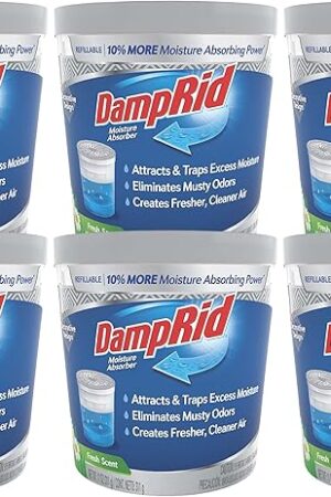 DampRid Refillable Moisture Absorber, 11 oz, 6-Pack ? Fresh Scent Moisture Absorbers, 10% More Absorbing Power*, Eliminates Musty Odors for Fresher, Cleaner Air