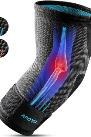 APOYO Elbow Brace for Tendonitis and Tennis Elbow, Compression Sleeve for Arthritis, Workouts, Reduce Joint Pain During Fitness Activity (Large)