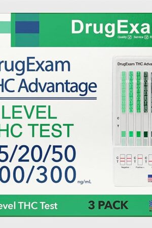 3 Pack - DrugExam THC Advantage Made in USA Multi Level Marijuana Urine Test Kit Highly Sensitive THC 5 Level Drug Test Kit Detects at 15 ng/mL, 20 ng/mL, 50 ng/mL, 200 ng/mL and 300 ng/mL (3)