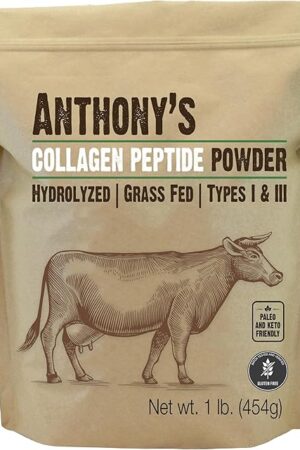 Anthony's Collagen Peptide Powder, 1 lb, Pure Hydrolyzed, Gluten Free, Keto and Paleo Friendly, Grass Fed, Unflavored, Non GMO