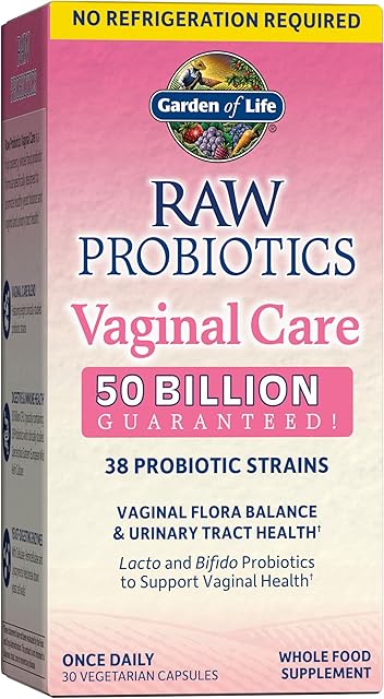 Garden of Life RAW Probiotics Vaginal Care Shelf Stable - 50 Billion CFU Guaranteed Through Expiration, Acidophilus - Once Daily - Certified Gluten Free - No Refrigeration - 30 Vegetarian Capsules