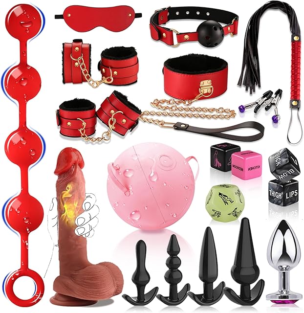 20pcs Anal Plug Adult Sex Toys,BDSM Bondage Sex Restraints Set with Dildo Anal Toys and Anal Beads Butt Plug,Sex kit Adult Toys for Men Women and Couples ?