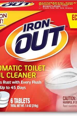 Iron OUT Automatic Toilet Bowl Cleaner Tablets, Helps Remove and Prevent Rust Stains with Every Flush, Lasts up to 45 Days, Made in the USA, 6 Tablets