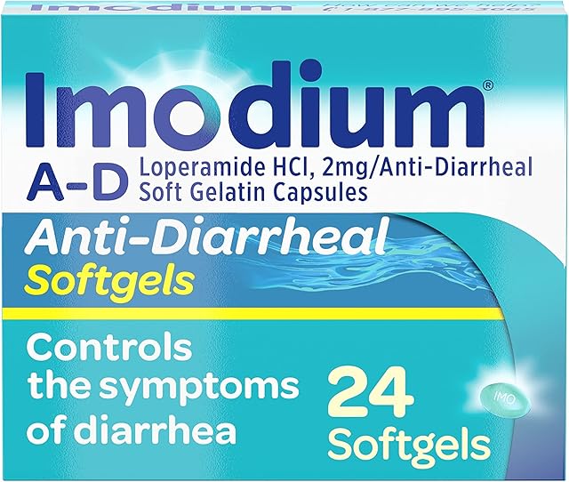 Imodium A-D Diarrhea Relief Softgels with Loperamide HCl, Anti-Diarrheal Medicine to Help Control Symptoms of Diarrhea Due to Acute, Traveler's Diarrhea, HSA/FSA Eligible, 24 ct