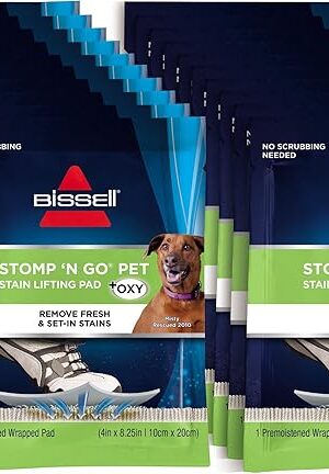 Bissell Stomp 'N Go Pet Lifting Pads + Oxy for Stain Removal on Carpet & Area Rug Cleaning, 20 Pack