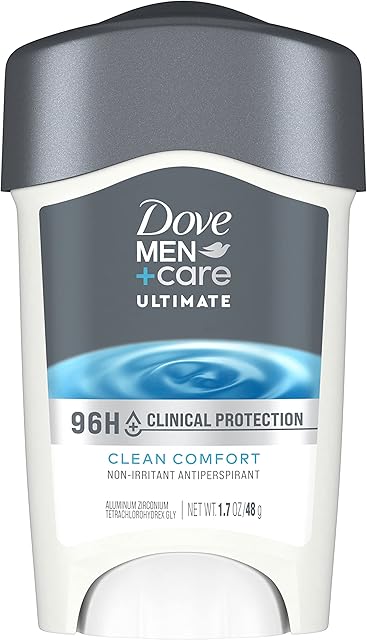 DOVE MEN + CARE Clinical Protection Antiperspirant Clean Comfort Stick for Men 96-Hour Sweat and Odor Protection Clinical Strength Antiperspirant with 1/4 Moisturizing Cream 17 oz