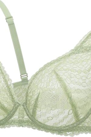 Women's Minimizer Floral Lace Bra Unlined Sheer Mesh Sexy Bralette Underwire