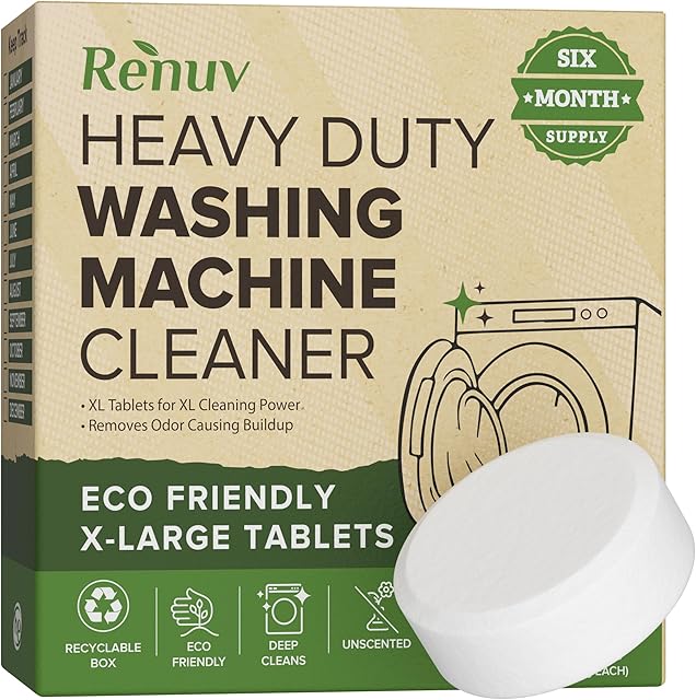 Heavy Duty Washing Machine Cleaner Descaler Tablets - Deep Cleaning for Front Load, Top Load Washer, HE (6 XL Tablets - 6 Months Supply)