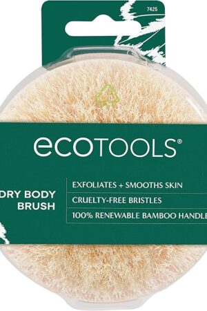 EcoTools Dry Body Brush, Cruelty-Free Bristles Exfoliate & Smooth Skin, Dry Brushing Removes Flaky Skin, May Help Improve Circulation & Tone, Eco-Friendly Skincare Tool, Vegan & Cruelty-Free, 1 Count