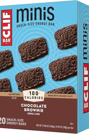 CLIF BAR Minis - Chocolate Brownie Flavor - Made with Organic Oats - 4g Protein - Non-GMO - Plant Based - Snack-Size Energy Bars - 099 oz (20 Pack)