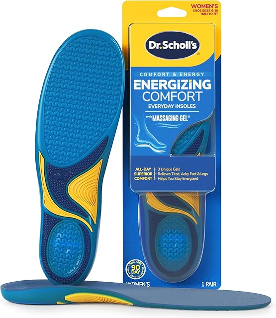 Dr Scholl?s Energizing Comfort Women?s Everyday Insoles with Massaging Gel - Clinically Proven, All-Day Energy and Comfort Inserts with Patented Triple Gel Design - Shock Absorbing, Arch Support